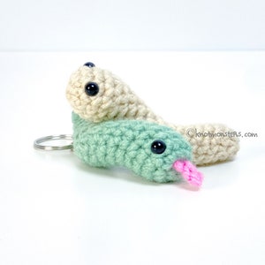 Snake & Worm Keychain Crochet PATTERN ONLY! PDF download Amigurumi Beginner Easy How to Mini Miniature Keyring Key Chain