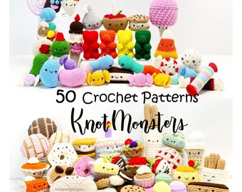 50 Sweets & Treats Crochet Pattern Bundle! EBOOK PDF KnotMonsters Amigurumi How to Beginner Easy Simple Basic Tutorial Kawaii Food Desserts