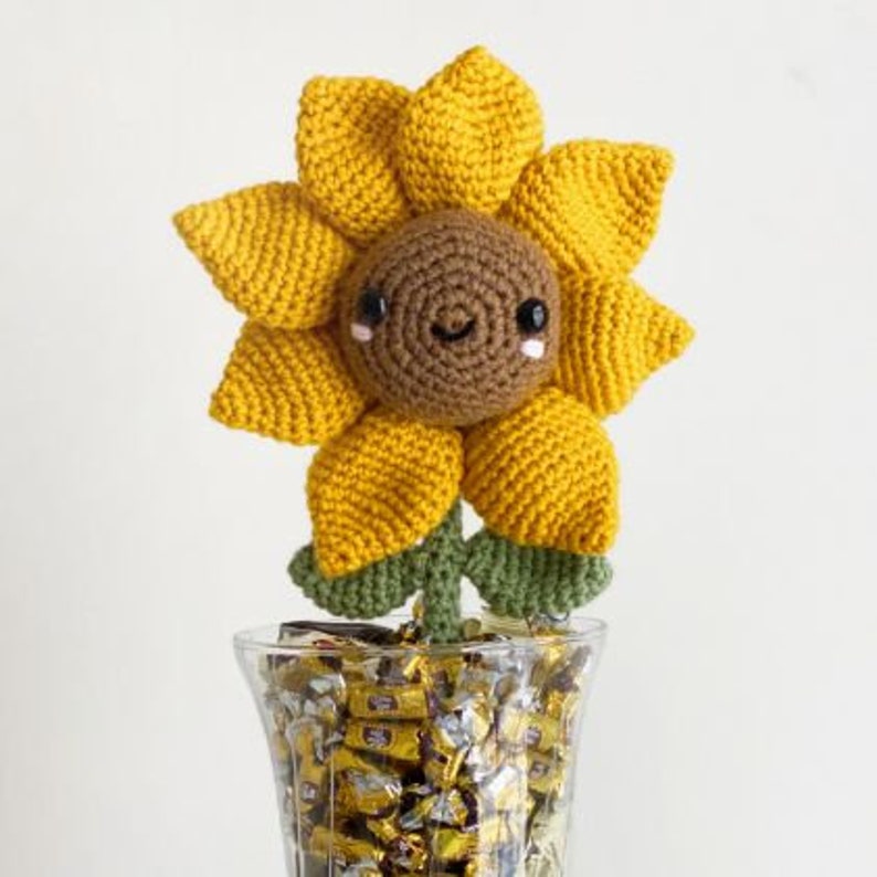 Sunflower Crochet PATTERN ONLY Instant DOWNLOAD Cute Rose Plant Sunny Bright Happy Toy Plush Summer Spring Knit Fun Party Adorable Baby image 3