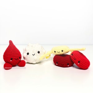 Blood Cells Crochet PATTERN ONLY! PDF download KnotMonsters Amigurumi How to Medical Nurse Hospital Human Body White Red Platelet Donor Drop