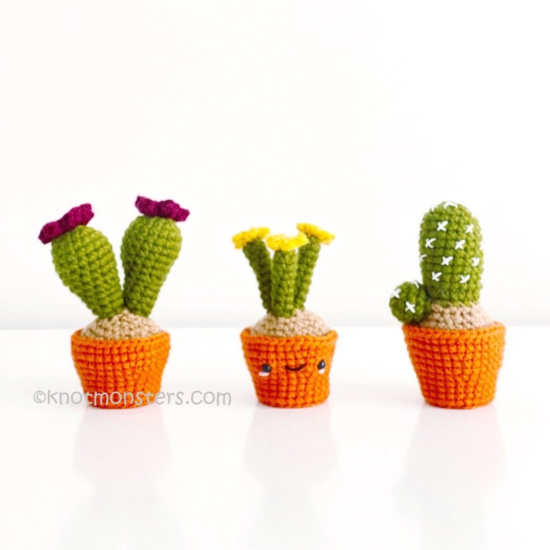 12 Crochet Mini Cactus Garden Patterns EBOOK PDF KnotMonsters Amigurumi Crochet Patterns Beginner Easy Simple Basic Plant Cacti Project Lot image 4