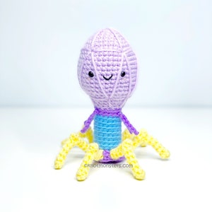 Patron bactériophage au crochet ! MODÈLE UNIQUEMENT ! Téléchargement PDF Amigurumi Débutant Facile Simple Basique Comment Tutoriel Science Biologie École Apprendre