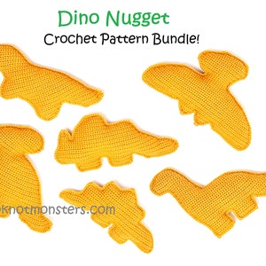 Dino Nuggets Crochet Pattern Bundle! EBOOK PDF KnotMonsters Amigurumi How to Beginner Easy Simple Basic Tutorial Dinosaur Nugs Nuggs Nuggies