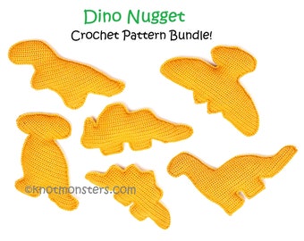 Lot de motifs au crochet Dino Nuggets ! EBOOK PDF KnotMonsters Amigurumi Instructions pour débutants Facile Simple Tutoriel de base Dinosaur Nugs Nuggies Nuggies