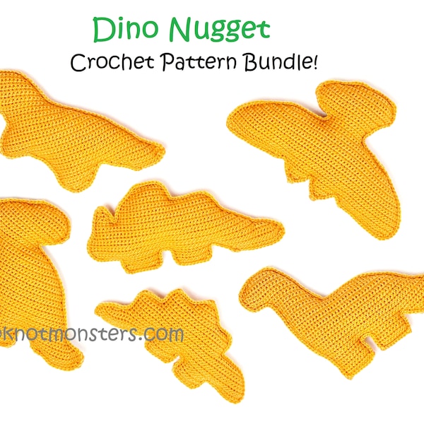 ¡Paquete de patrones de ganchillo Dino Nuggets! EBOOK PDF KnotMonsters Amigurumi Cómo Principiante Fácil Simple Básico Tutorial Dinosaur Nugs Nuggs Nuggies