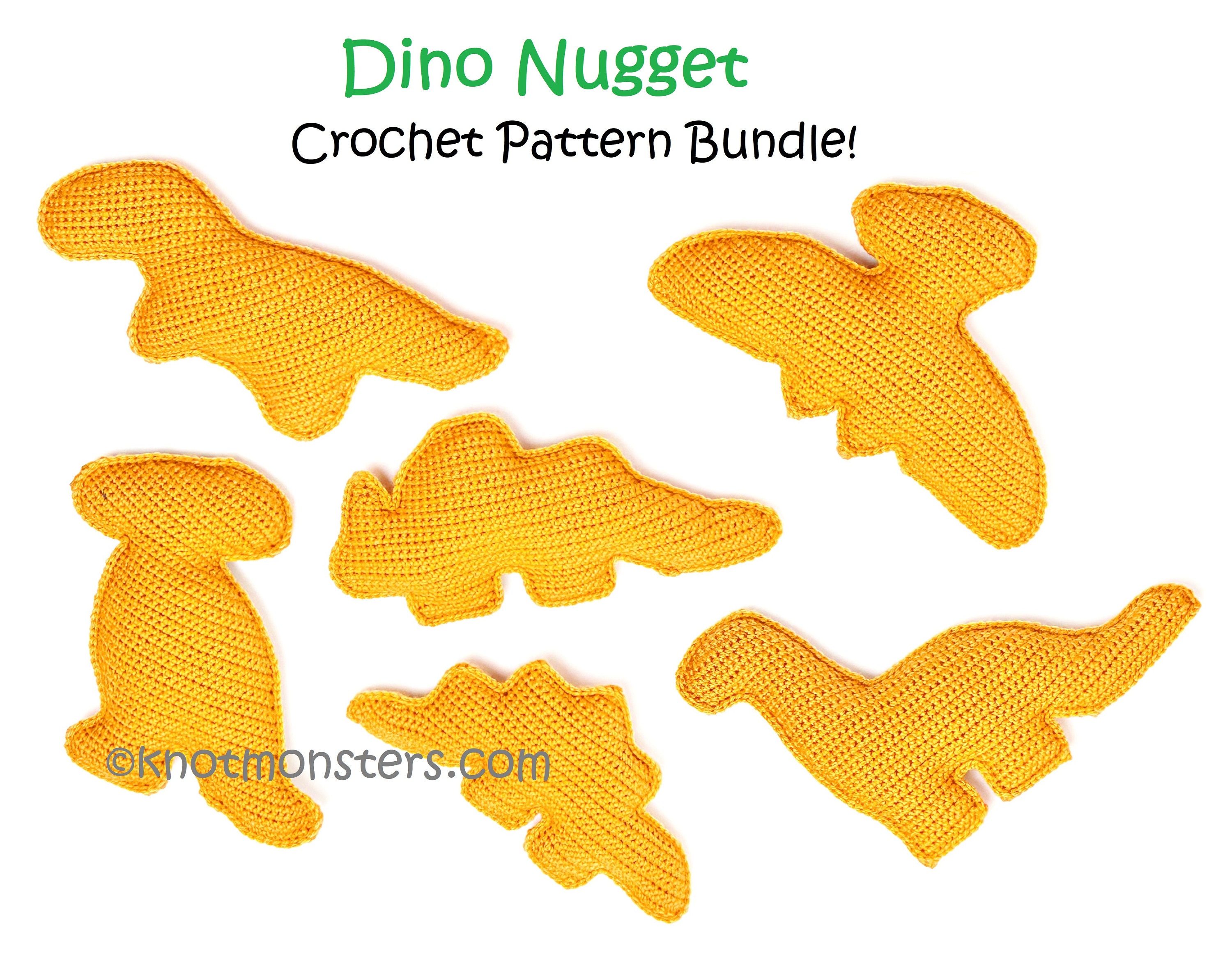 22 Dino Nugget Crochet Patterns for Playful Plushies, Pillows, and Giftable Makes 3 Dino Nuggets Crochet Pattern Bundle EBOOK PDF