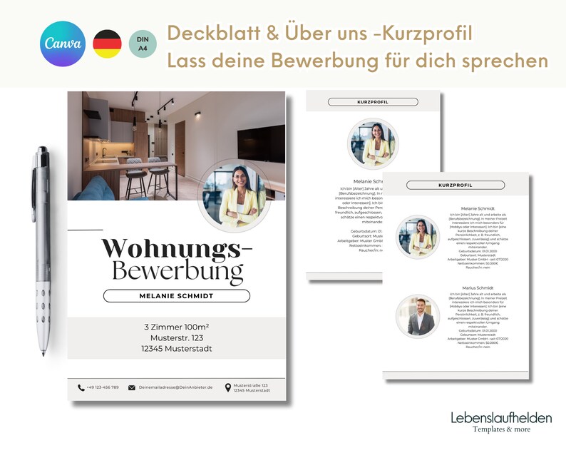 Wohnungsbewerbung modern Vorlage Bewerbung Wohnung Paar Single deutsch professionell Wohnungsbewerbung Vorlage Familie kreativ nur für Canva image 6