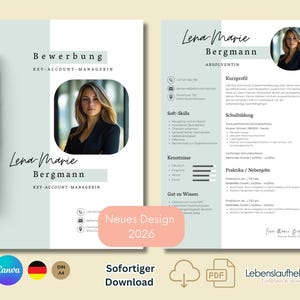 Sollicitatiesjabloon in het Duits | CV in tabelvorm | Creatieve sollicitatiebrief, modern, ATS-geoptimaliseerd, professioneel CV voor studenten, voorbeeldontwerp van CANVA!