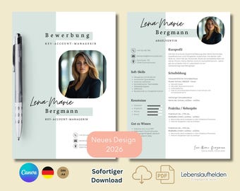Bewerbungsvorlage deutsch | Lebenslauf tabellarisch | kreativ Anschreiben modern ATS optimiert  Professional CV Schüler Muster Design CANVA!