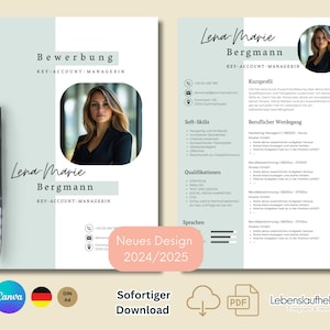 Modelo de candidatura Alemão | Currículo Vitae | carta de apresentação criativa moderna ATS otimizada CV profissional design de amostra de estudante CANVA!