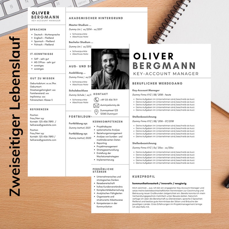 CV Template German Complete Application Templates Tabular Cover Letter ...