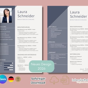 Bewerbungsvorlage deutsch Lebenslauf Vorlage tabellarisch kreativ Bewerbungsmappe modern Professionals Lebenslauf deutsch CV Resume  CANVA!