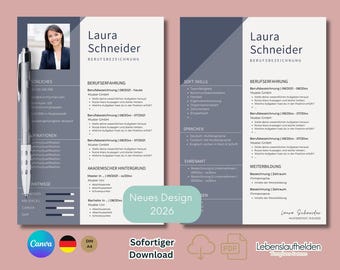 Bewerbungsvorlage deutsch Lebenslauf Vorlage tabellarisch kreativ Bewerbungsmappe modern Professionals Lebenslauf deutsch CV Resume  CANVA!