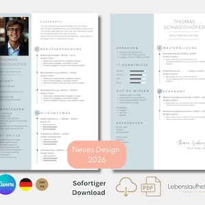 Bewerbungsvorlage deutsch | Lebenslauf tabellarisch | kreativ Anschreiben modern Deckblatt | Professionals |Schüler Muster Design CANVA!