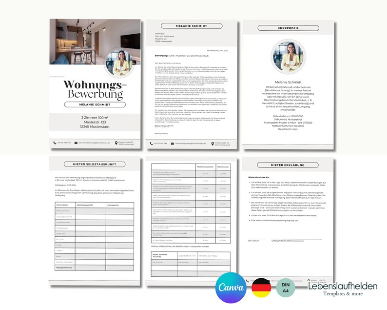 Wohnungsbewerbung modern Vorlage Bewerbung Wohnung Paar Single deutsch professionell Wohnungsbewerbung Vorlage Familie kreativ nur für Canva image 5