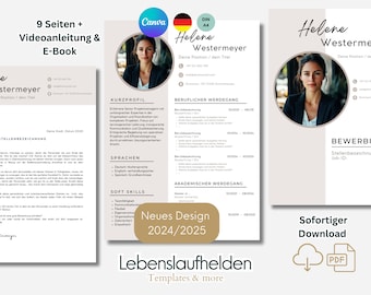 Bewerbungsvorlage deutsch | Lebenslauf tabellarisch | kreativ Anschreiben modern Deckblatt | Professionals |Schüler Muster Design CANVA!