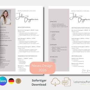 Bewerbungsvorlage deutsch | Lebenslauf tabellarisch | kreativ Anschreiben modern Deckblatt | Professionals |Schüler Muster Design CANVA!