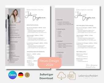 Bewerbungsvorlage deutsch | Lebenslauf tabellarisch | kreativ Anschreiben modern Deckblatt | Professionals |Schüler Muster Design CANVA!