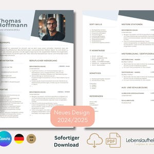 Ansökningsmall, CV-mall, CV, ansökningsmallar på tyska, CV i tabellformat - modernt och enkelt att redigera med CANVA!