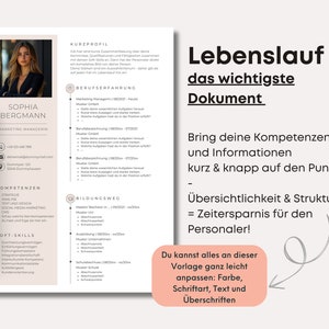 Puede incluir: Una plantilla de curr&iacute;culum de color marr&oacute;n claro con el texto "Lebenslauf" y "das wichtigste Dokument" en negro. La plantilla incluye secciones para "Kurzprofil", "Berufs Erfahrung", "Kompetenzen", "Soft-Skills" y "Bildungsweg".