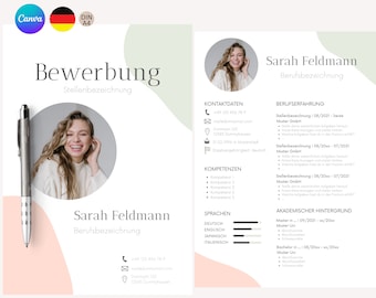 Bewerbungsvorlage komplett kreativ Lebenslauf Vorlage tabellarisch Deutsch Bewerbungsvorlage modern Bewerbungsmappe Bewerbung kreativ Canva!