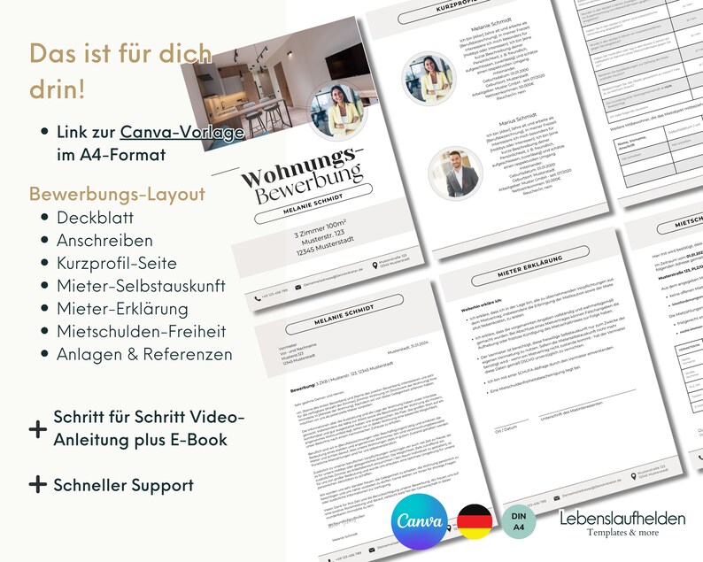 Wohnungsbewerbung modern Vorlage Bewerbung Wohnung Paar Single deutsch professionell Wohnungsbewerbung Vorlage Familie kreativ nur für Canva image 8