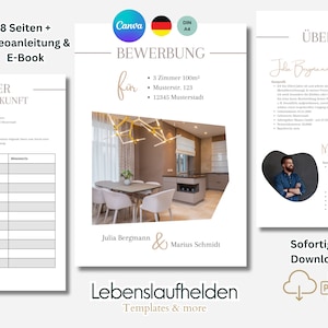 Bewerbung Wohnung modern Vorlage Wohnungsbewerbung Paar Single deutsch professionell Wohnungsbewerbung Vorlage Familie kreativ nur für Canva