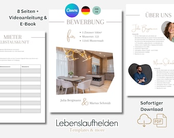 Bewerbung Wohnung modern Vorlage Wohnungsbewerbung Paar Single deutsch professionell Wohnungsbewerbung Vorlage Familie kreativ nur für Canva