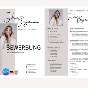 Application template German | Curriculum Vitae | creative cover letter modern cover sheet | Professionals | Student Sample Design CANVA!