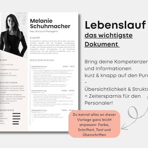 Könnte beinhalten: Ein Schwarzweißbild einer Lebenslaufvorlage mit dem Titel "Lebenslauf" und dem Text "das wichtigste Dokument". Die Lebenslaufvorlage soll Benutzern helfen, einen professionellen und prägnanten Lebenslauf zu erstellen.