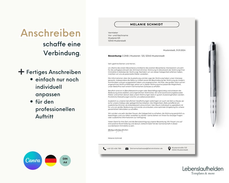 Wohnungsbewerbung modern Vorlage Bewerbung Wohnung Paar Single deutsch professionell Wohnungsbewerbung Vorlage Familie kreativ nur für Canva image 3