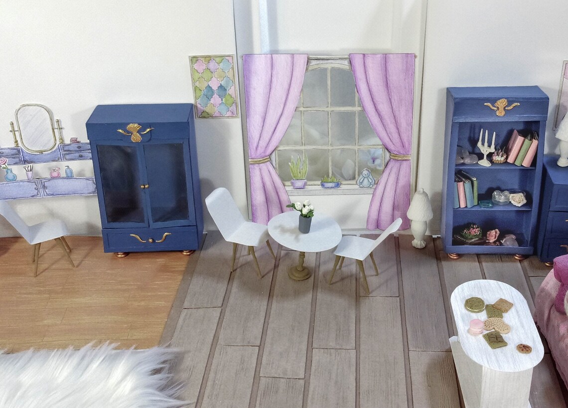 Table and chairs from polymer clay for dollhouse. Miniature Etsy