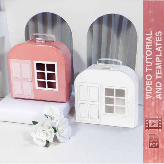 Paper suitcase Video tutorial and PDF template. Small suitcase Etsy