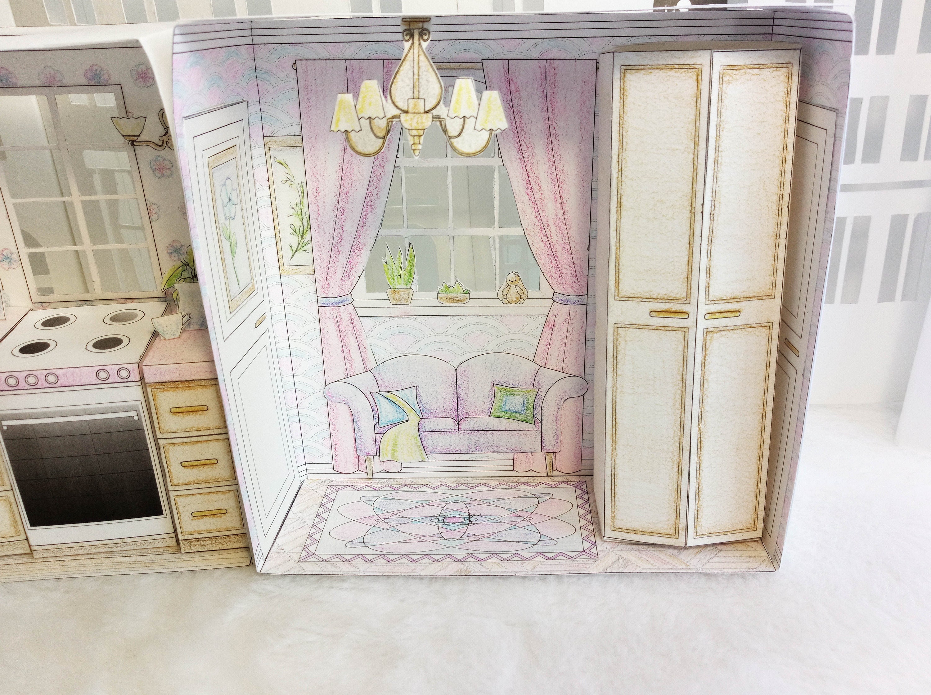 Coloring printable paper dollhouse. Furniture templates kit Etsy