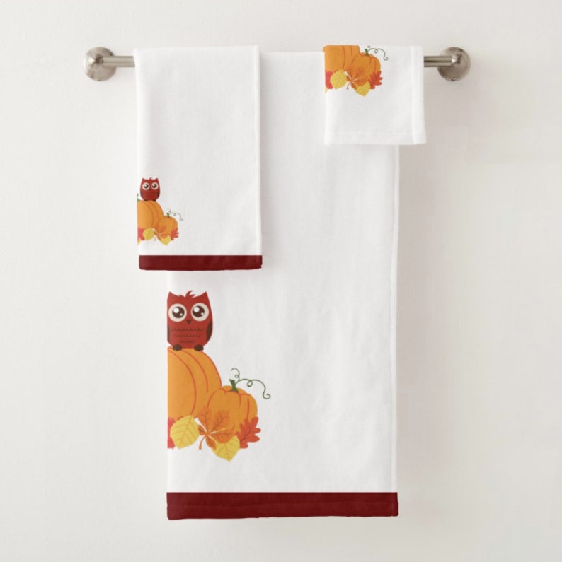 Fall Bathroom Towel Set Fall Kitchen Towels Halloween Hand Etsy