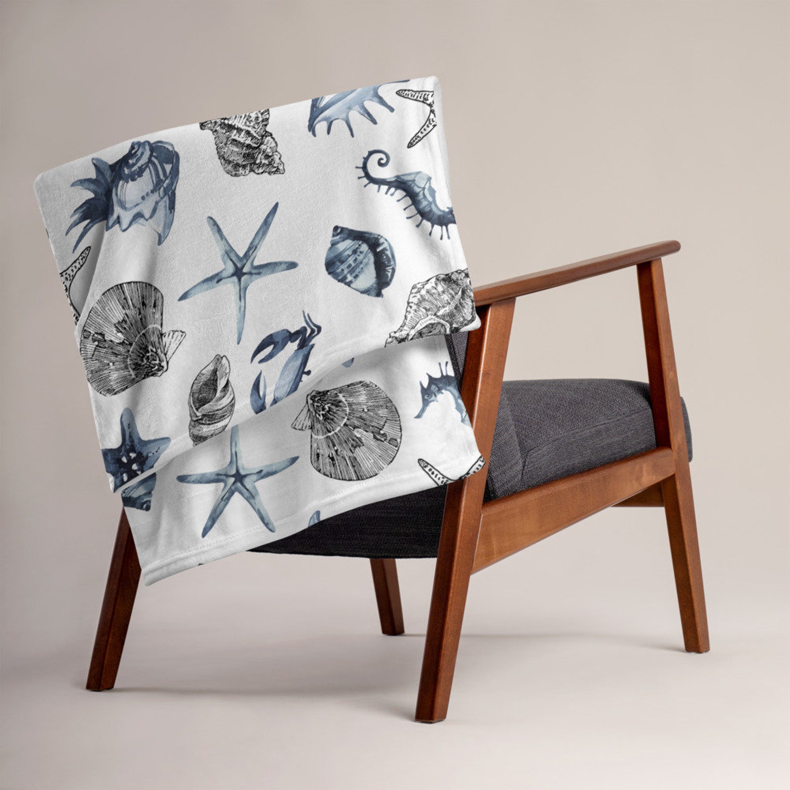 Beach House Throw Blanket Seashell Blanket Under The Sea Etsy