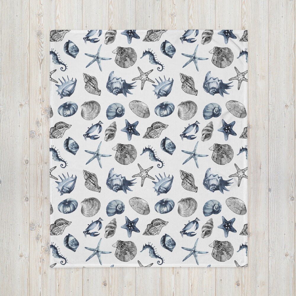 Beach House Throw Blanket Seashell Blanket Under The Sea Etsy