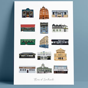 Glasgow Southside Pubs Art Print: Scotland Illustrated Poster - Shawlands, Strathbungo, Battlefield