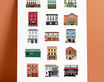 Belfast Pubs Art Print: Northern Ireland Illustration (Unframed)