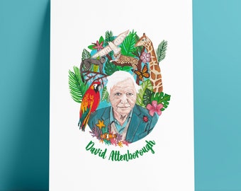 David Attenborough Illustrated Nature Art Print