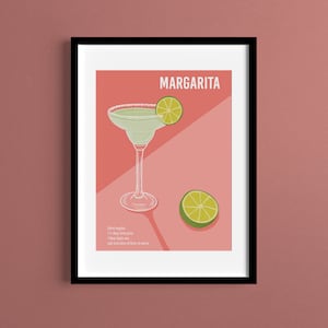Margarita cocktail citron vert sel boisson cuisine impression affiche art mural Illustration A5 A4 A3 A2 sans cadre