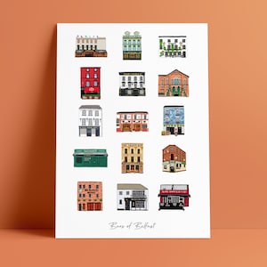 Bars Of Belfast A5 A4 A3 A2 Illustrated Art Poster Print Northern Ireland Pubs Cathedral Quarter Titanic Harp Unframed