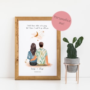 Mooie koppels print! Verliefd stel.  Gepersonaliseerd Valentijnsdagcadeau! Beste vrienden, Huwelijksgeschenken, Aangepaste huwelijksgeschenken, Huwelijk.