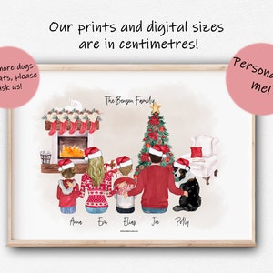 Impressão personalizada de Natal em família. Adicione animais de estimação e personalize seus personagens! Presente de Natal, Impressão Personalizada