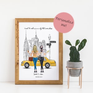 Shopping with the gals in NYC! Customise your characters! Personalised Cartoons, Gift Friends, Bachelorette Party, Girlfriends, New York.
