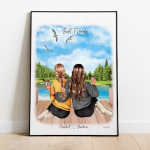 Best friends! Personalised Print, Sister, Bestie, Family Print, Pets, Dogs, Cats, Love, Mom, Grandma
