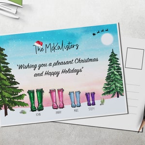 Cartes postales de Noël! Cartes postales personnalisées pour la famille et les amis, cadeau, bottes, cartes postales familiales, carte postale, Noël.