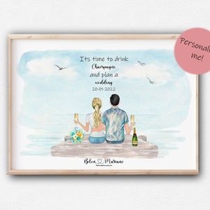 ¡Impresión de parejas de anuncios de compromiso! Pareja enamorada. Mejores amigos, Regalos de boda, Regalos de boda personalizados, Matrimonio.