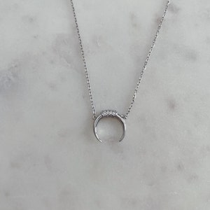 Crescent Moon Necklace 925 Sterling Silver,  Layering Necklace, Gift, Necklace for Woman, Birthday Gift, Stacking Necklace, Gift for her