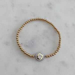 Gold Bead Star Circle Bracelet, Gold Filled, Beaded Bracelet, Stacking Bracelet, Birthday Gift, Gift for her